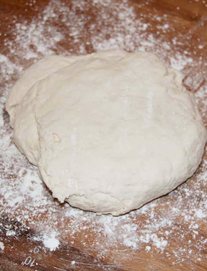 Dough that has been kneaded and is ready to make fried apple pies.