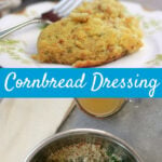 Southern Cornbread Dressing is so easy to make—with cornbread, celery, onion, sage, and lots of good chicken stock—this classic Cornbread Dressing is great for Thanksgiving dinner or as a side dish anytime! 