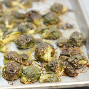 Roasted Brussels Sprouts, caramelized with a little brown sugar and spiced up with some chili powder and cumin...these are divine!