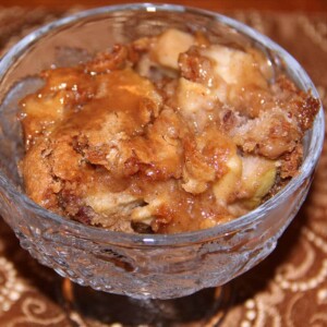 Caramel Apple Cake serving in a bowl.