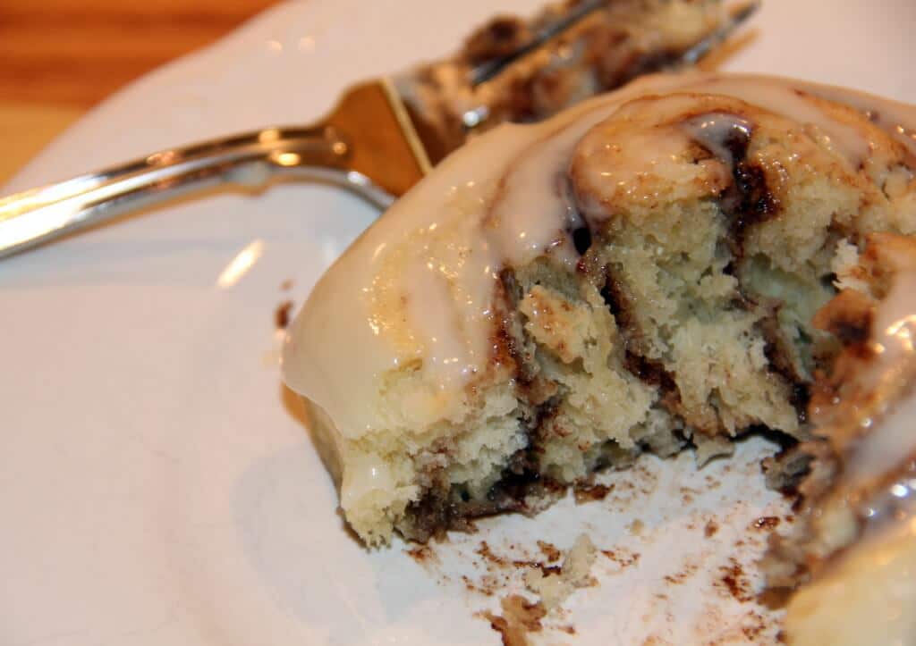 Cinnamon Rolls without yeast—filled with brown sugar and cinnamon and topped with cream cheese icing!