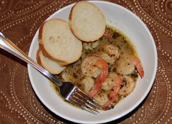 bowl of french quarter or barbecue shrimp