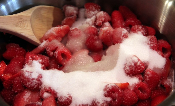 raspberries mixed with sugar