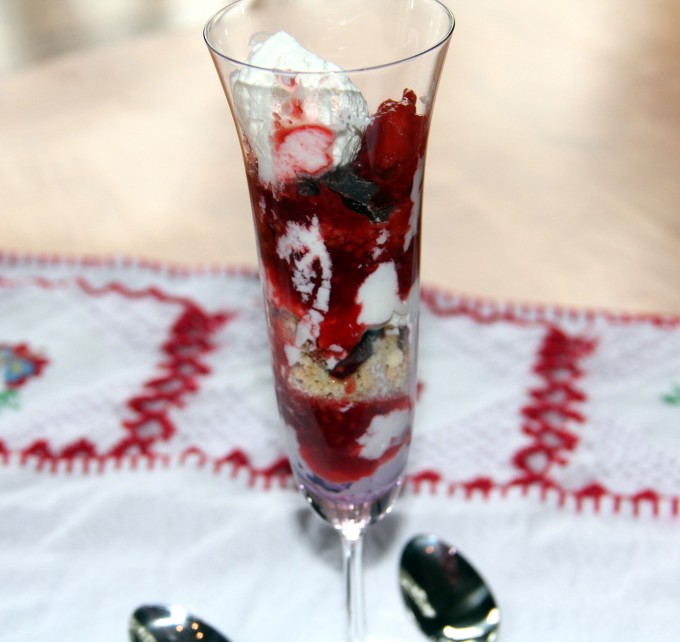 dish of raspberry trifle