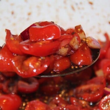tomato salad with balsamic reduction