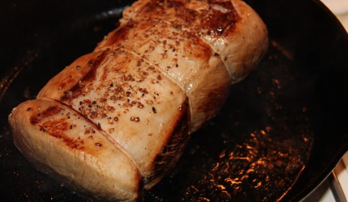 searing the pork roast