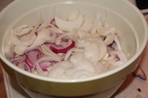 bowl of sliced onion