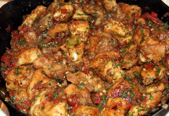 Red Wine Vinegar Chicken in skillet