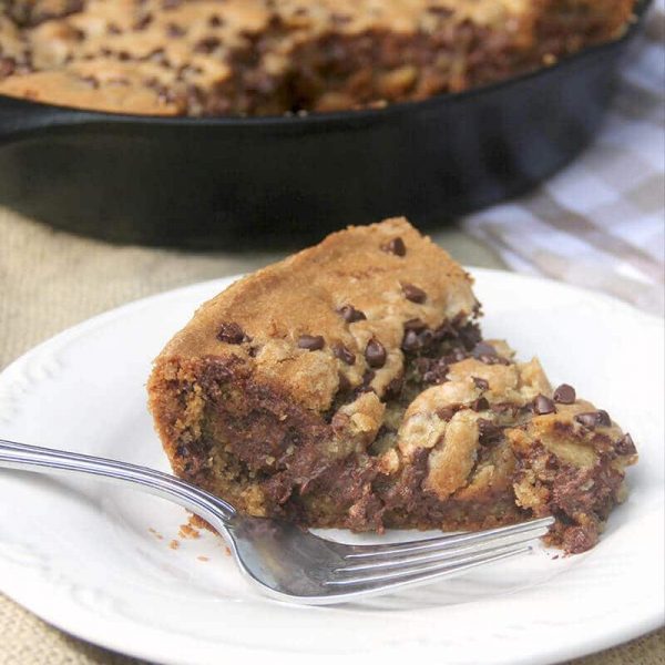 Chocolate Chip Cookie Pie in a Skillet with Double Chocolate!