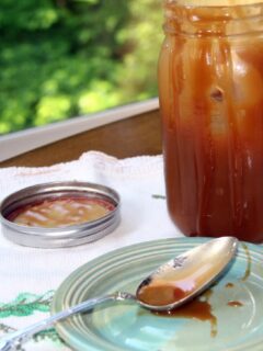 Homemade Caramel Sauce adds just the right touch to cheesecake, pound cake, or even plain ice cream—or brownies!