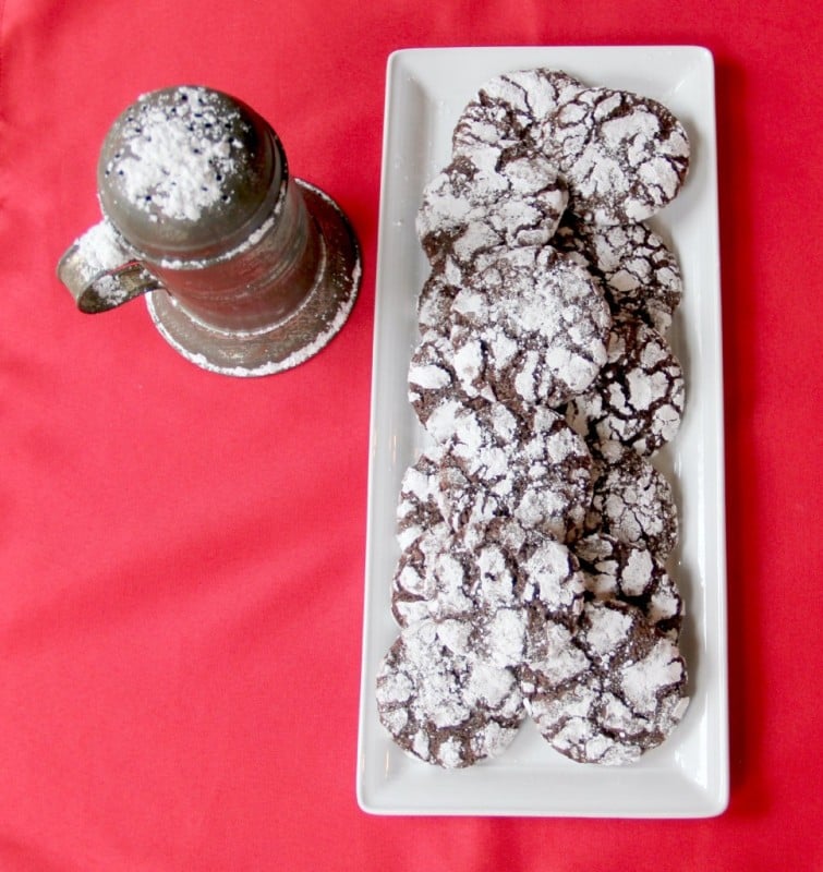 Chocolate Crinkles—soft chocolate cookies rolled in powdered sugar are festive and fun for any occasion! | inasouthernkitchen.com