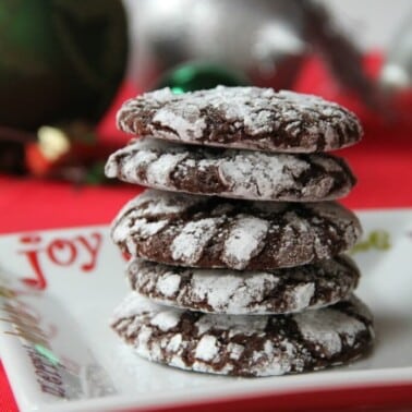 Chocolate Crinkles—soft chocolate cookies rolled in powdered sugar are festive and fun for any occasion! | inasouthernkitchen.com