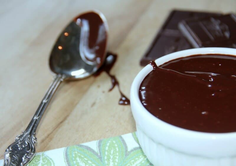 chocolate ganache closeup with spoon
