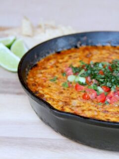 Pimento Cheese Queso Fundido with Chorizo--spicy, cheesy, and a favorite appetizer!