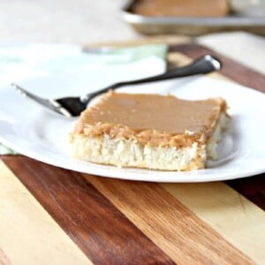 Salted Caramel Sheet Cake is a moist and easy cake with a homemade caramel frosting. If you're feeding a crowd, you'll have a happy party!