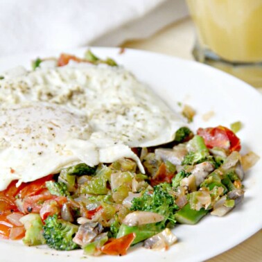 Vegetable Hash with Fried Eggs