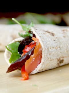 Smoked Salmon with Roasted Red Peppers Wrap