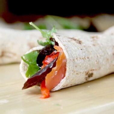 Smoked Salmon with Roasted Red Peppers Wrap
