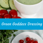 Green Goddess Dressing with vegetables on a plate