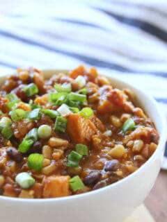 Slow Cooker Vegetarian Chili--sweet potatoes give this chili unique flavor and more substance!
