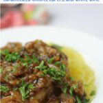 Pork chops with caramelized onions, capers, and white wine are delicious with noodles, mashed potatoes, cheese grits, or spaghetti squash.