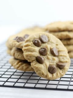 Three Ingredient Peanut Butter Cookies, also known as flourless peanut butter cookies, are gluten-free, dairy-free, and really tasty!