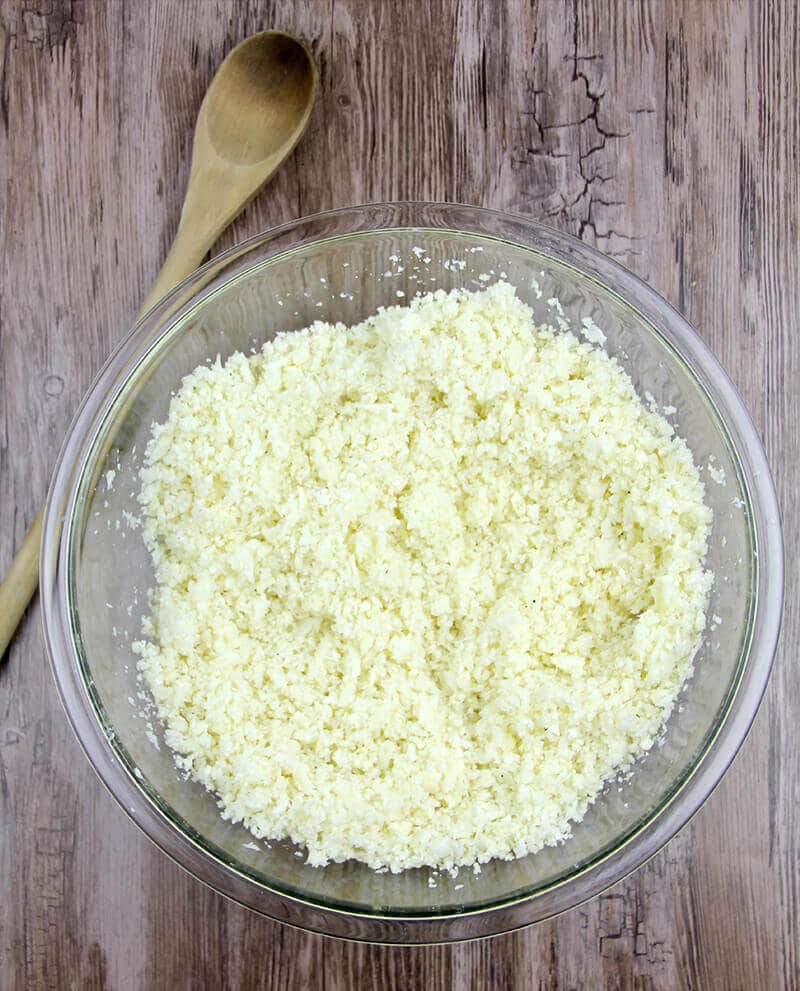 This cauliflower rice recipe makes a carb-free alternative to rice and potatoes that can accompany almost any meat or vegetable dish. 