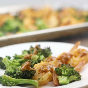 Broiled Shrimp with Vegetables and spicy peanut sauce.