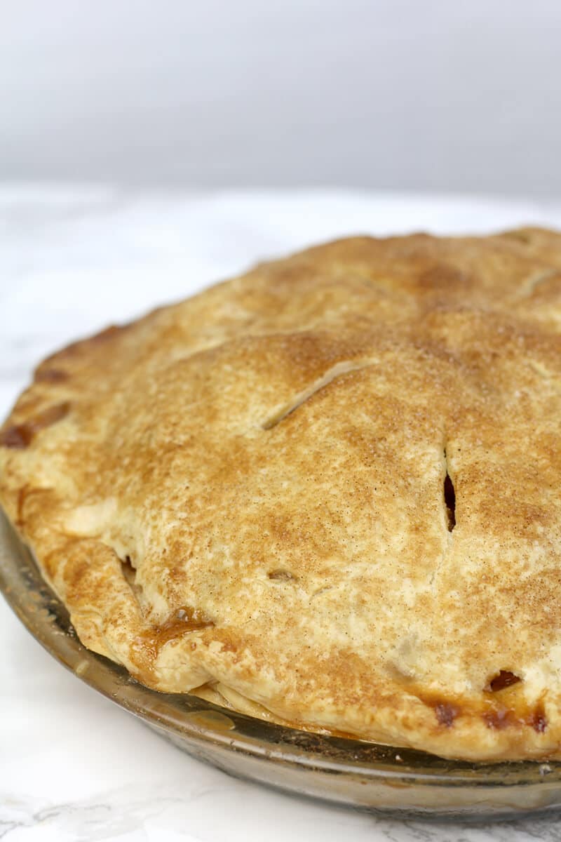 Side view of Double-Crust Apple Pie.