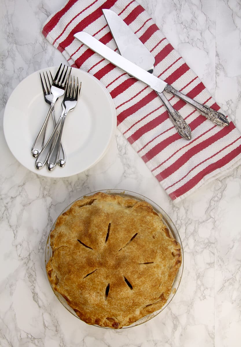 Overhead view of whole Double-Crust Apple Pie.