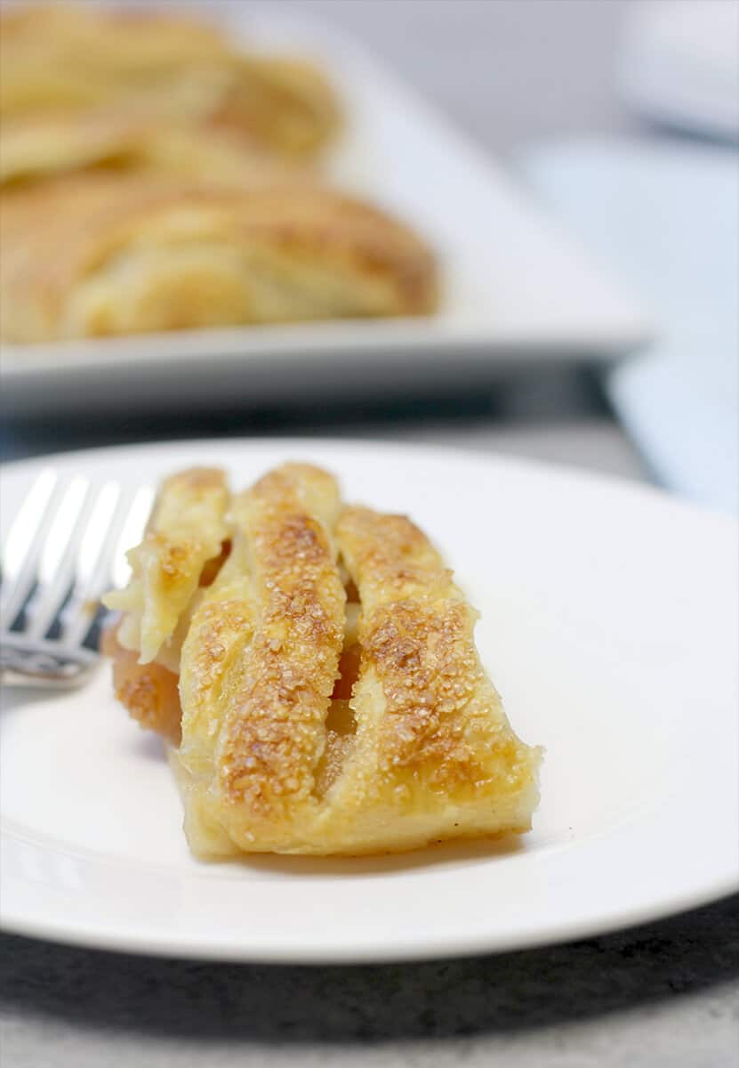 Easy Apple Strudel slice on a plate. 