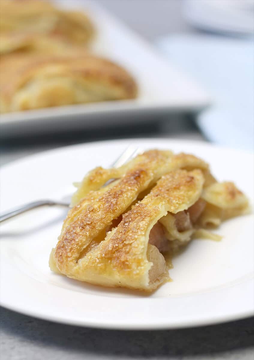 Slice of Easy Apple Strudel on a plate. 