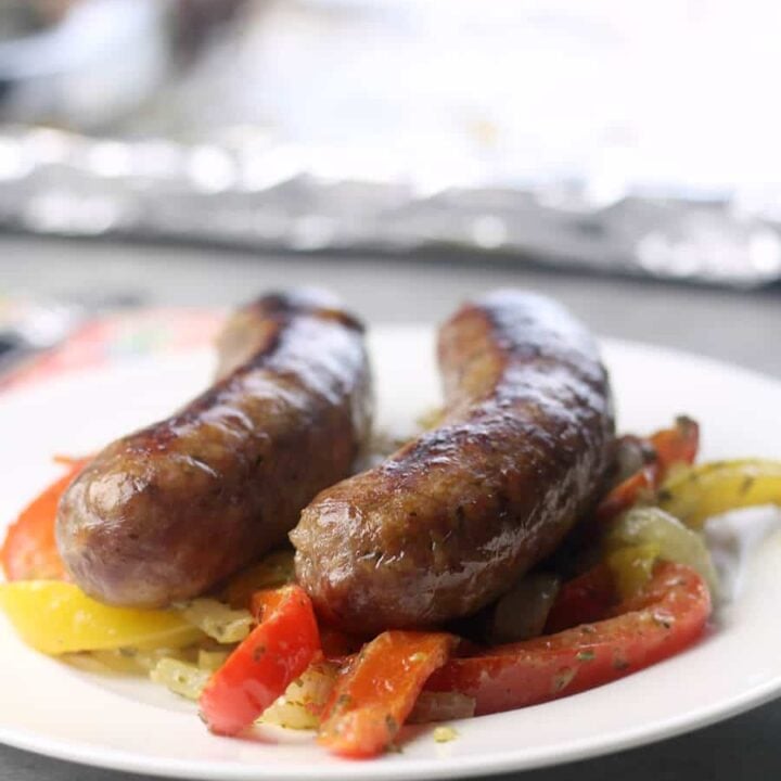 Sheet Pan Sausage, Peppers, and Onions