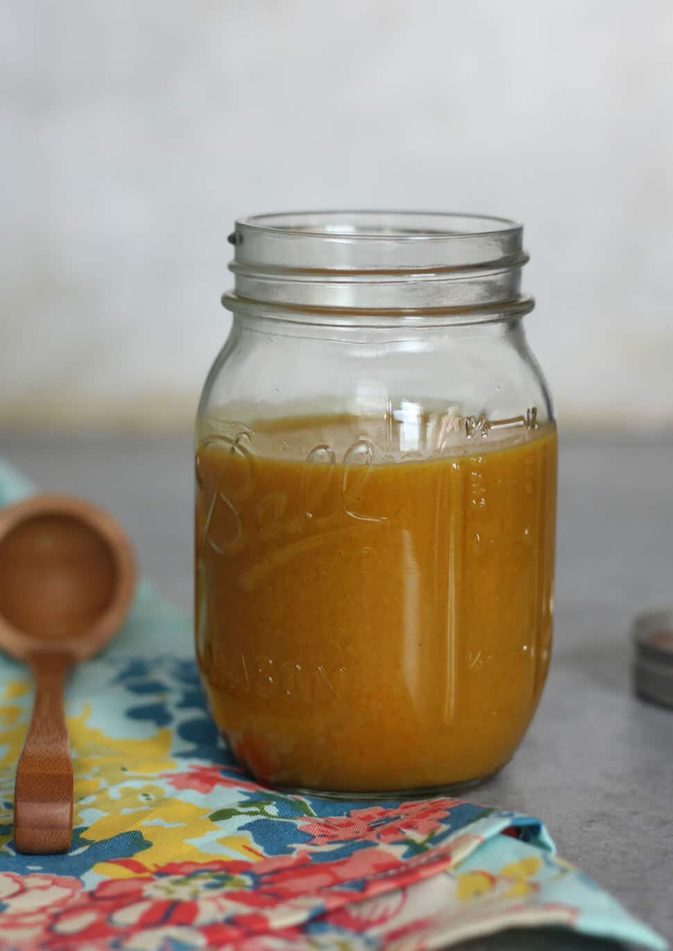 A jar of honey mustard sauce.