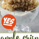 Apple crisp without oats, with a brown sugar streusel topping--this is the BEST apple crisp recipe and it's all made in one dish!