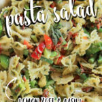 This colorful Pesto Pasta Salad features a zippy lemon basil pesto salad dressing, along with bowtie pasta, sundried tomatoes, asparagus, artichoke hearts, and more lemon zest...it's overflowing with flavor and color and pizazz!