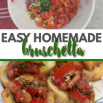 Bruschetta with fresh basil and other herbs, garlic, and balsamic vinegar--makes a great snack or appetizer and keeps for days!