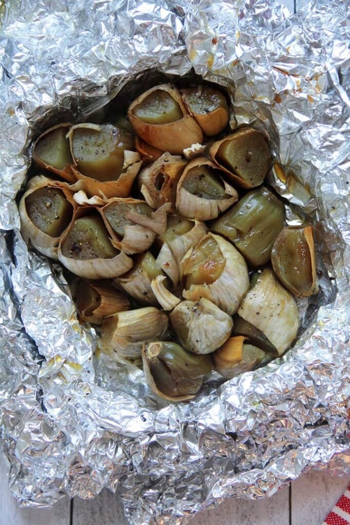 Garlic roasted in foil.