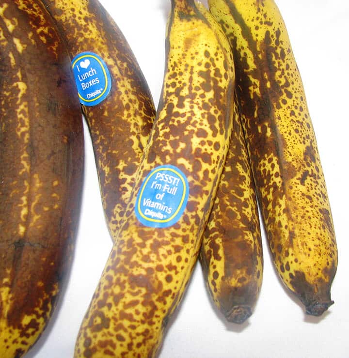 Just right bananas for making old fashioned banana bread.