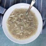 Southern Chicken and Dumplings are made with flour and butter, chicken, and broth, and that's it! This is a classic, simple dish and it's the ultimate comfort food!