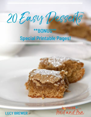 Photo of the cover of the 20 Easy Desserts cookbook.