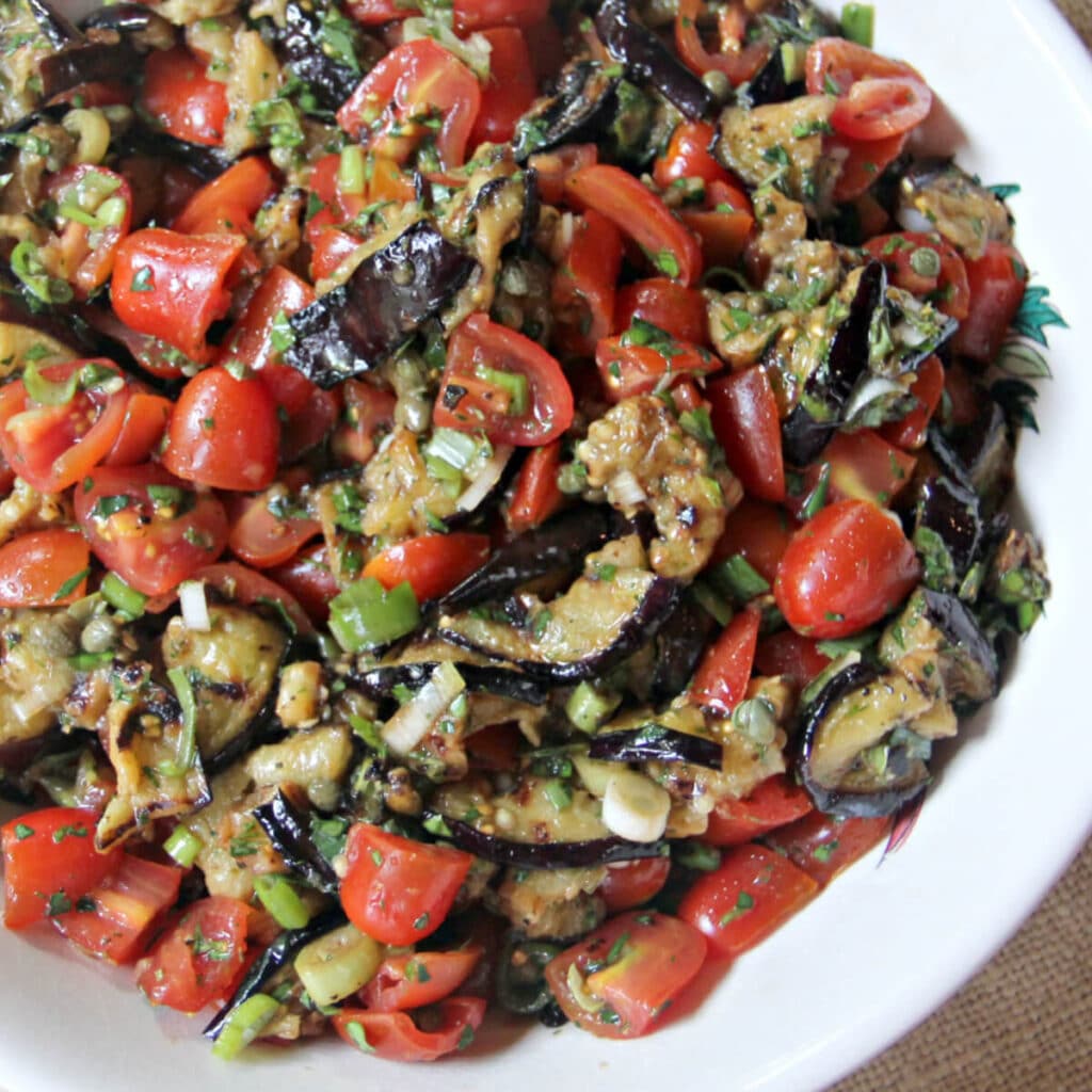 Grilled Eggplant Salad with Tomatoes and Fresh Herbs