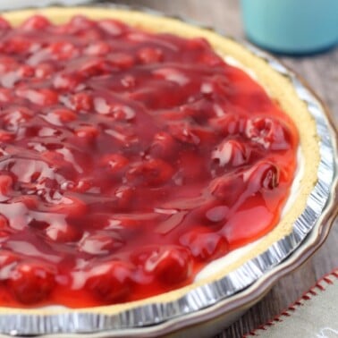 Cherry Cream Cheese Pie is a delightfully easy no-bake pie that is perfect year round for any occasion.