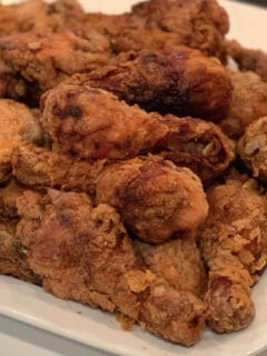 Southern Fried Chicken made the simple, old-fashioned way it used to be made. Just sprinkle the chicken with salt and pepper, dredge in flour, and fry! So easy!