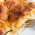 Croissant breakfast casserole made with orange marmalade, eggs, and cream—luscious, and super easy. Prepare ahead and bake in the morning!