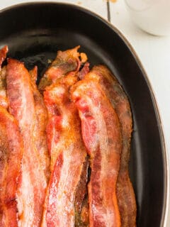A platter of oven baked bacon.