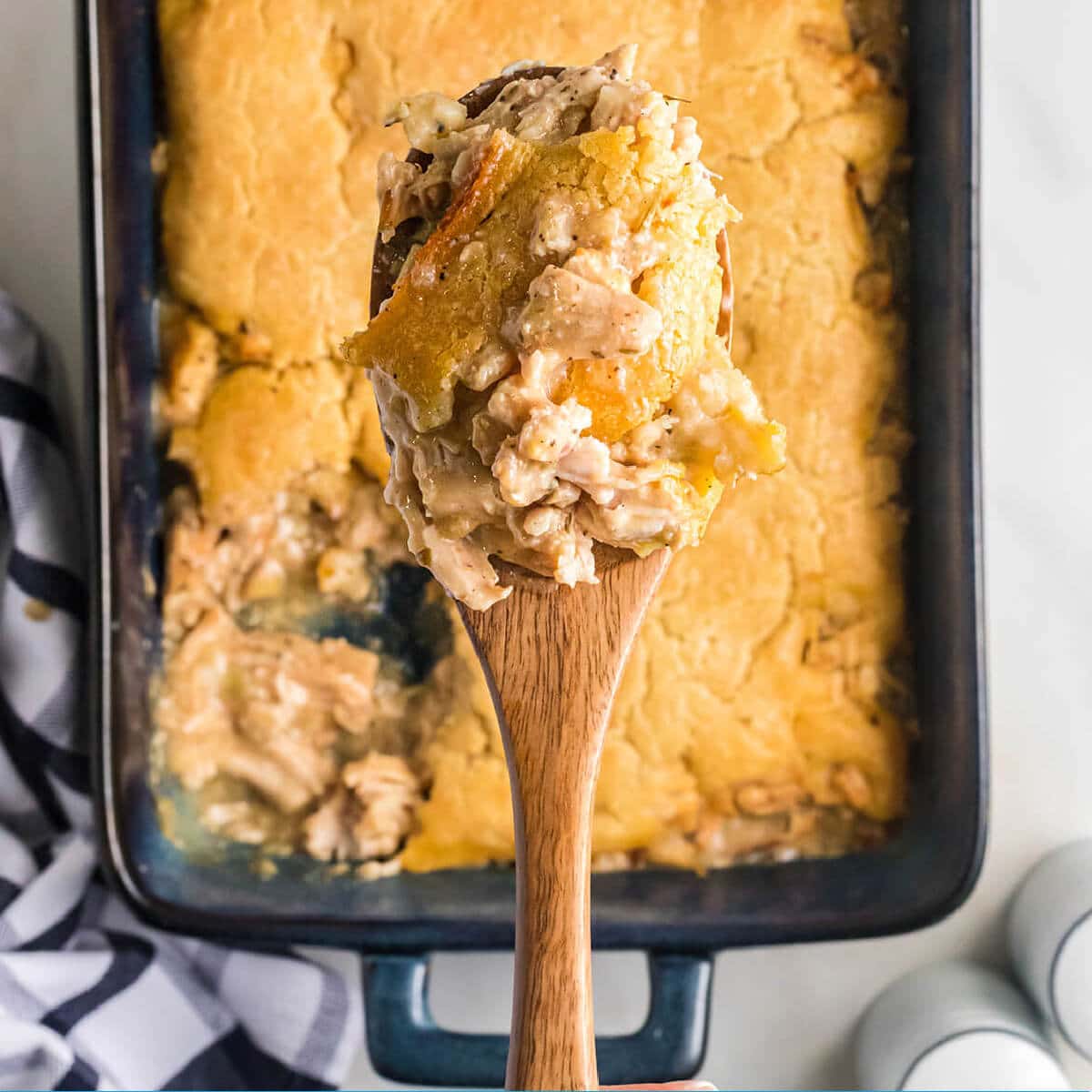 chicken pie recipe with no vegetables, just shredded chicken and an easy buttery crust.