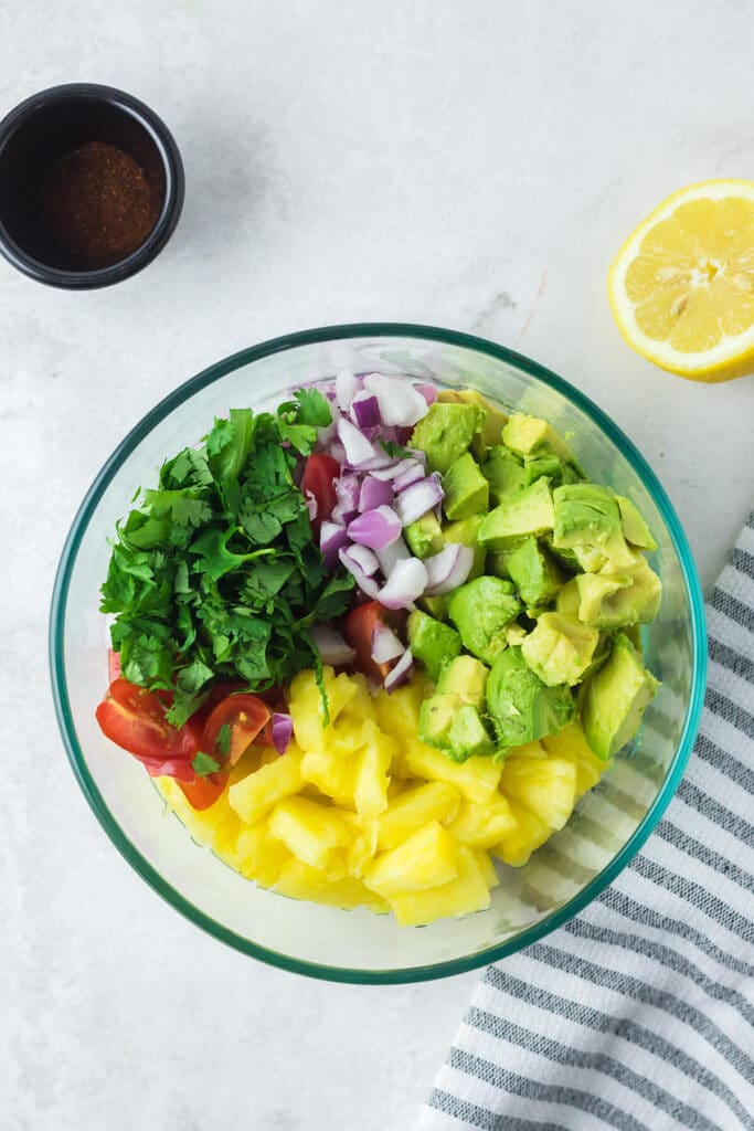 ingredients chopped up in a bowl.