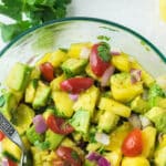 bowl of pineapple salsa.