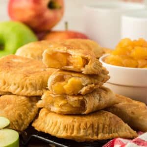 A stack of fried apple pies.